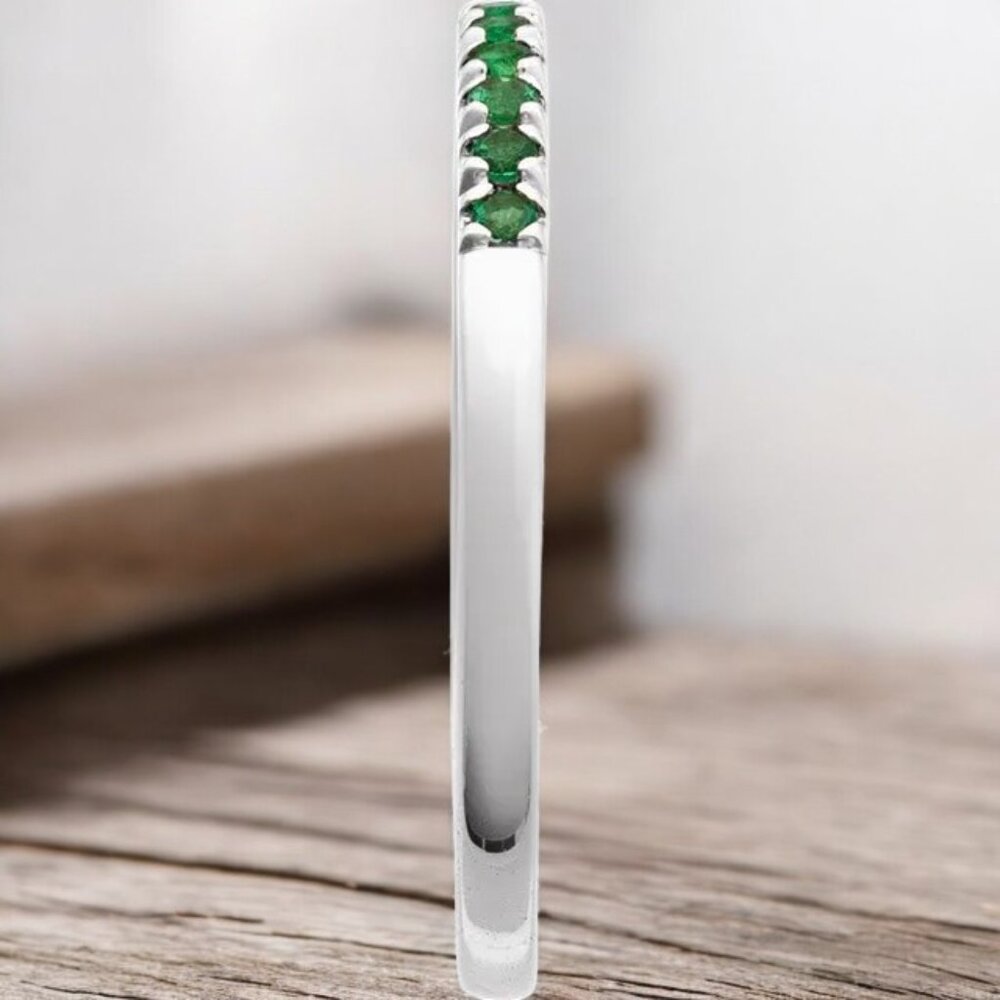 1/6 Ctw Round Lab Created Emerald Stackable Ring … - image 3